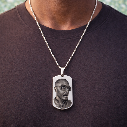 Custom Laser Engraved Portrait Military Style Adult Dog Tag