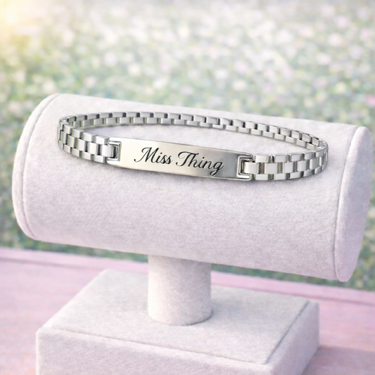 Miss Thing Custom Watch Link Laser Engraved Bracelet