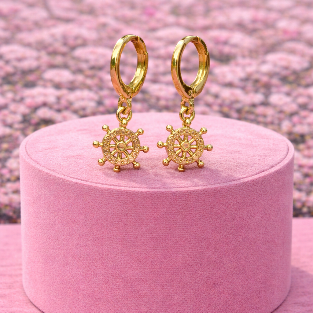 Miss Seaside Gold Plated Anchor Earrings