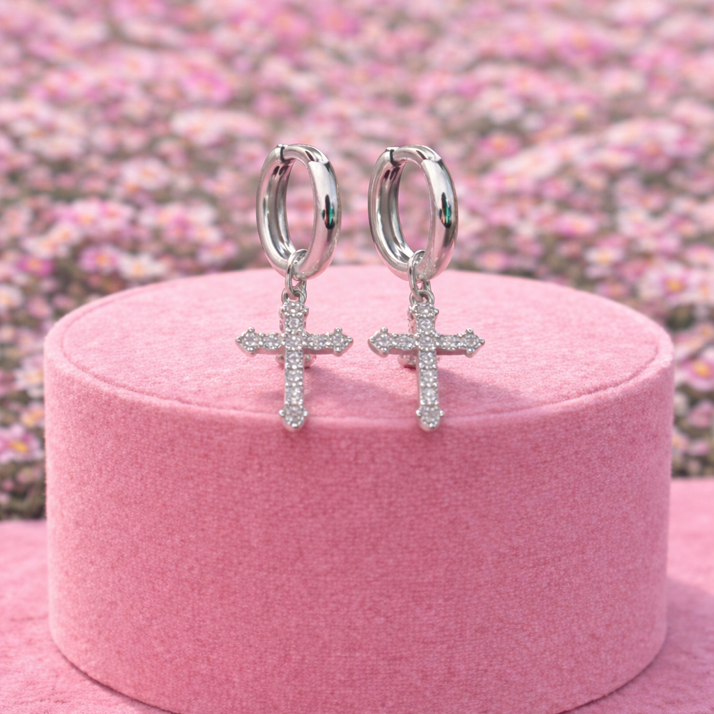 Miss Heavenly Gold Plated Cross Earrings