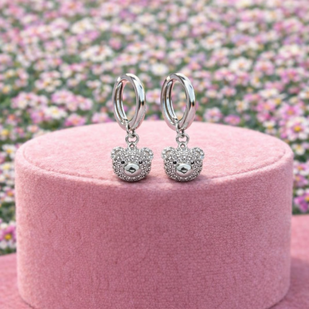 Miss Adorable Gold Plated Teddy Bear Earrings
