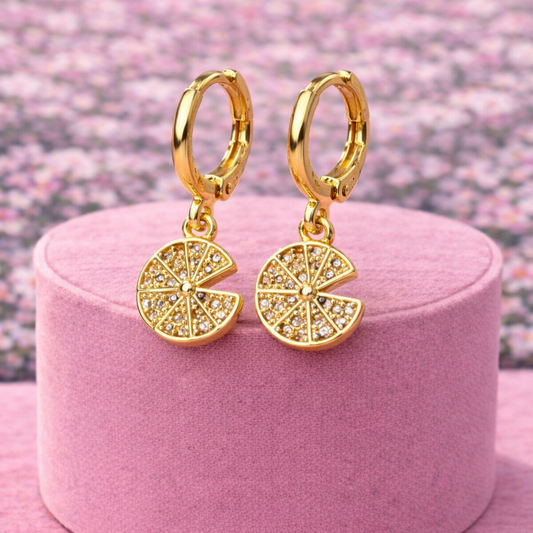 Miss Late Night Gold Plated Pizza/Food Earrings