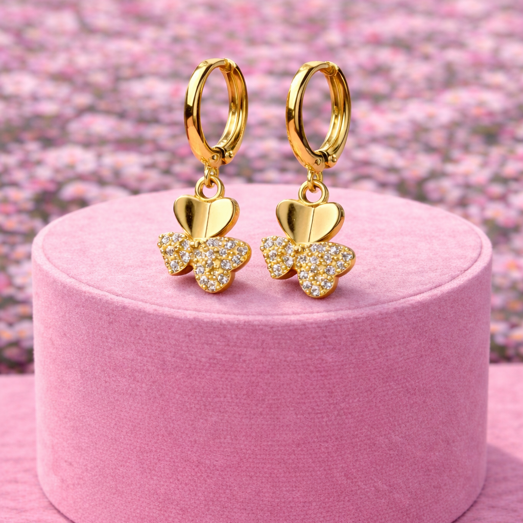 Miss Sparkle Gold Plated Heart Earrings