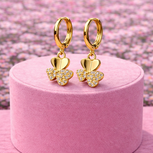Miss Sparkle Gold Plated Heart Earrings