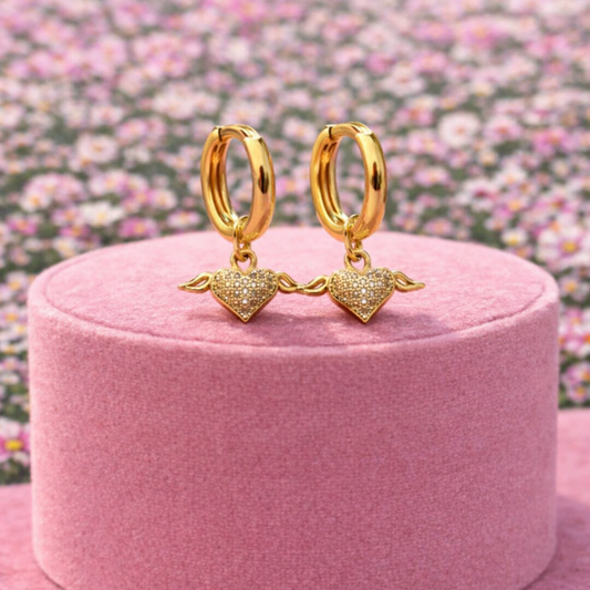 Miss Angel Gold Plated Angel Wings Earrings