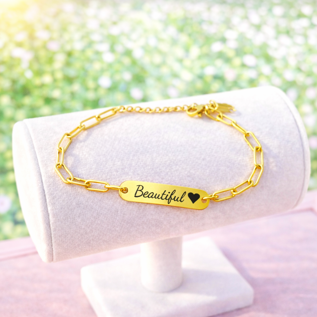 Miss Thing Custom Laser Engraved Paper Clip Style Bracelet
