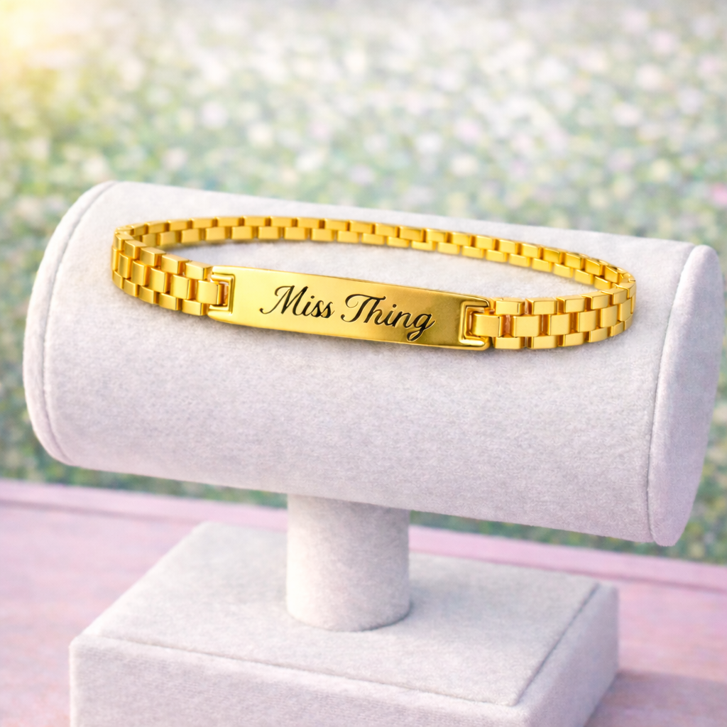 Miss Thing Custom Watch Link Laser Engraved Bracelet