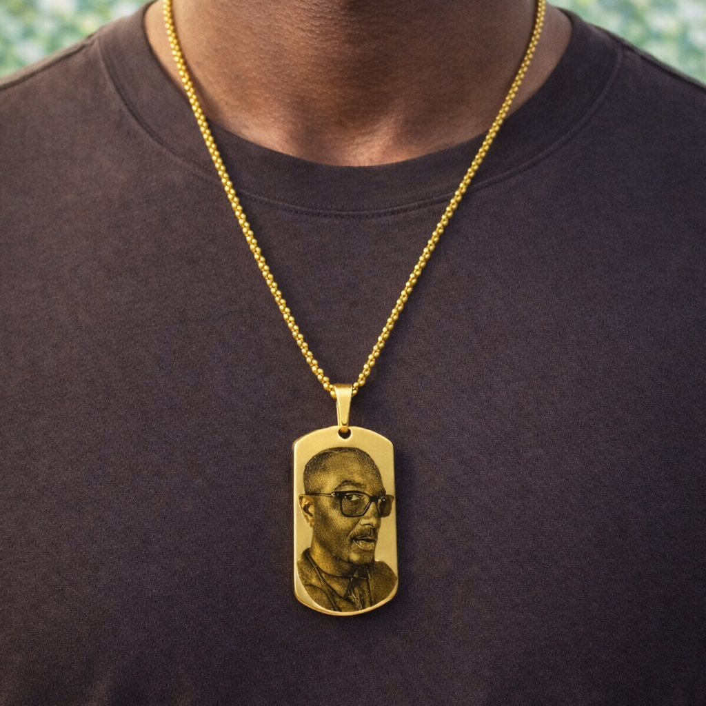 Custom Laser Engraved Portrait Military Style Adult Dog Tag